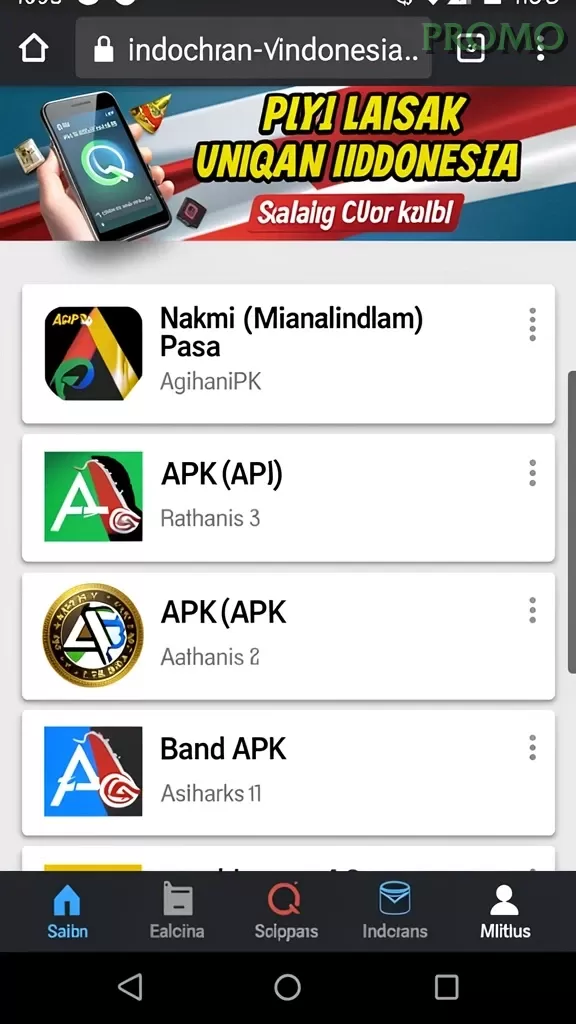 Cuplikan layar JUTA7 — aktivitas