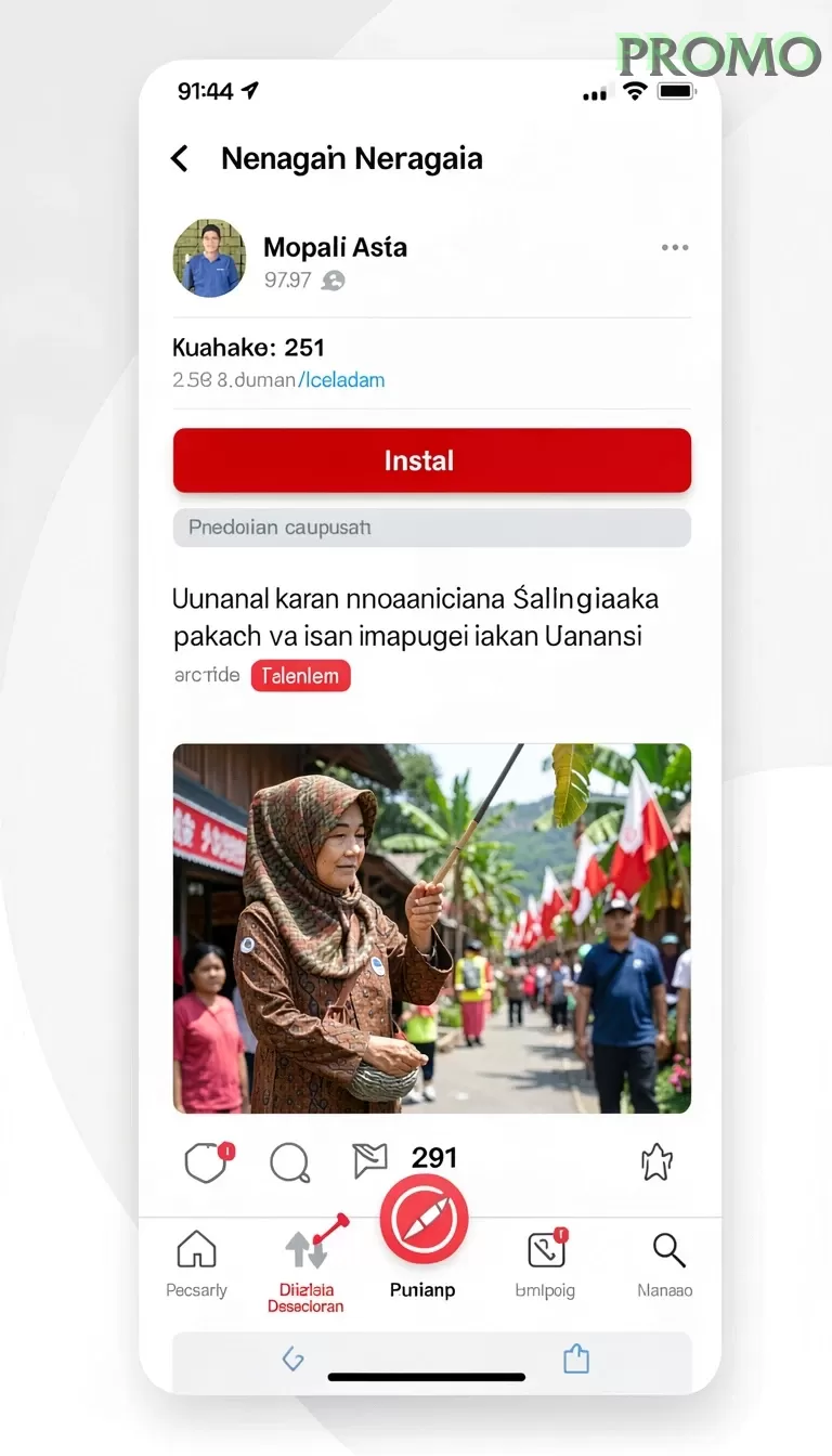 Cuplikan layar PP444 — menu navigasi